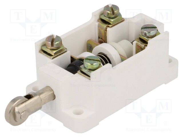 Limit switch; pusher with orthogonal roller; NO + NC; 16A; IP00
