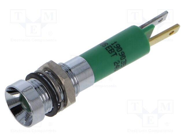 Indicator: LED; recessed; green; 24VDC; 24VAC; Ø8mm; metal,plastic