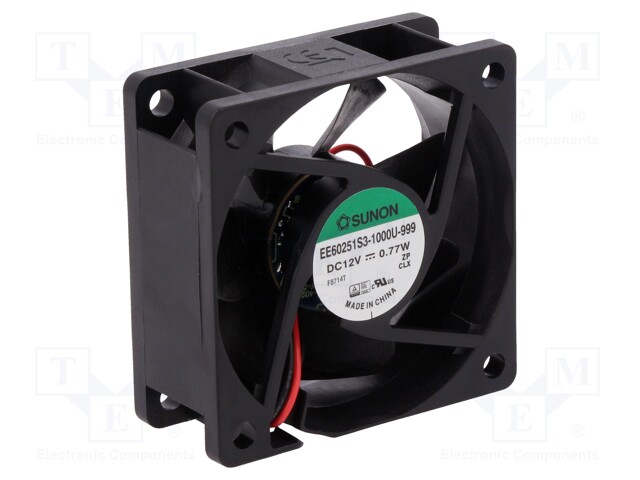 Fan: DC; axial; 12VDC; 60x60x25mm; 27.04m3/h; 16.7dBA; 3100rpm