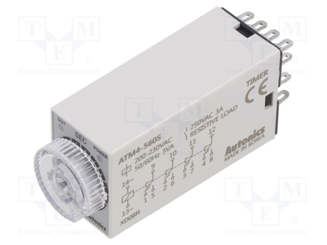 Timer; 6s÷60s; 4PDT,relay; 250VAC/3A,24VDC/3A; Usup: 220VAC