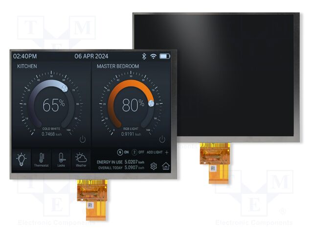 Display: TFT; 8"; 1024x768; Illumin: LED; 174x136mm; RGB; round