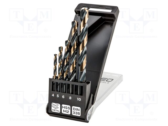 Drill set; for metal; plastic cassette; Pro-Tec; 5pcs.