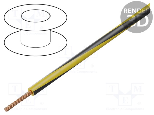 Wire; X05V-K; stranded; Cu; 1.5mm2; yellow-black; PVC; 450/750V