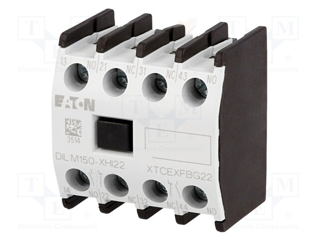 Auxiliary contacts; Leads: screw terminals; Mounting: front
