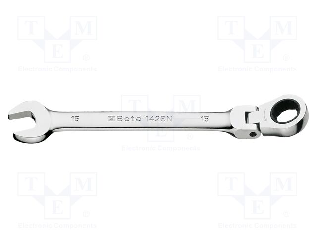 Wrench: combination spanner; rattle,with joint; 15mm; 142SN