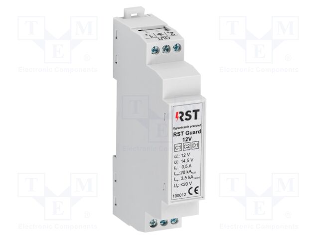 Surge arrester; In 8/20us: 20kA; 10VAC; for DIN rail mounting