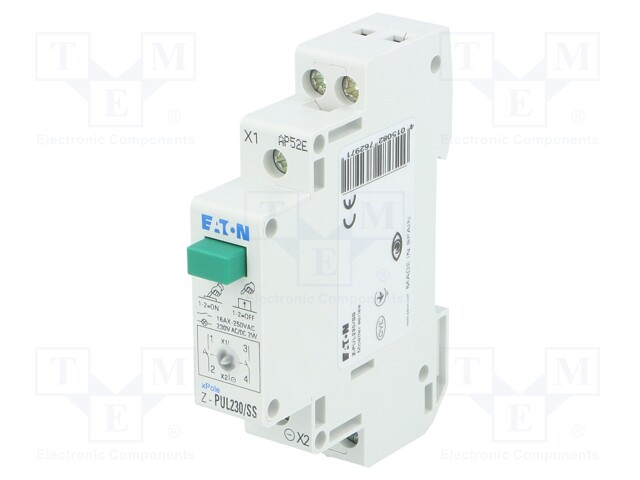 Module: pushbutton switch; 16A; Mounting: DIN; IP40; 250VAC; 230V
