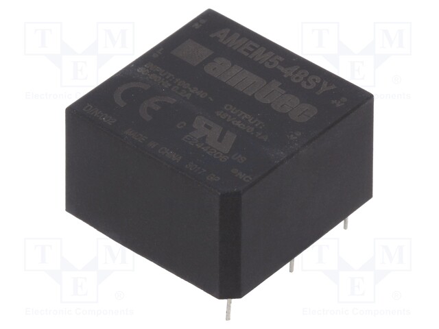 Converter: AC/DC; 5W; Uout: 48VDC; Iout: 0.1A; 78%; Mounting: PCB