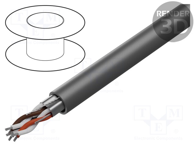 Wire; Xtra Guard® 1; 3x2x22AWG; Al foil; PVC; dark grey; 300V; 305m