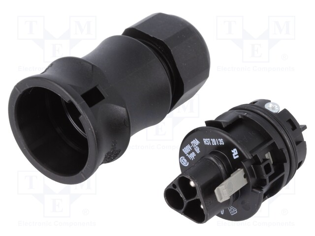 Plug; Connector: circular; male; PIN: 3; silver plated; 20A; 250V