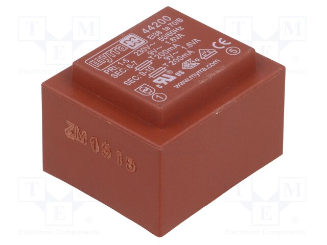 Transformer: encapsulated; 3.2VA; 230VAC; 9V; 9V; 178mA; 178mA