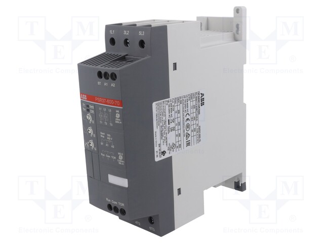 Module: soft-start; Usup: 208÷600VAC; DIN; 18.5kW; 1÷20/0÷20s; 37A