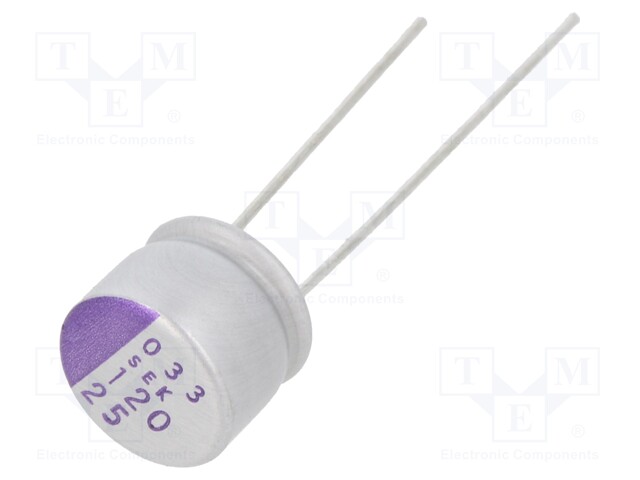 CAP, 120UF, 25V, ALU ELEC, POLYMER, RAD