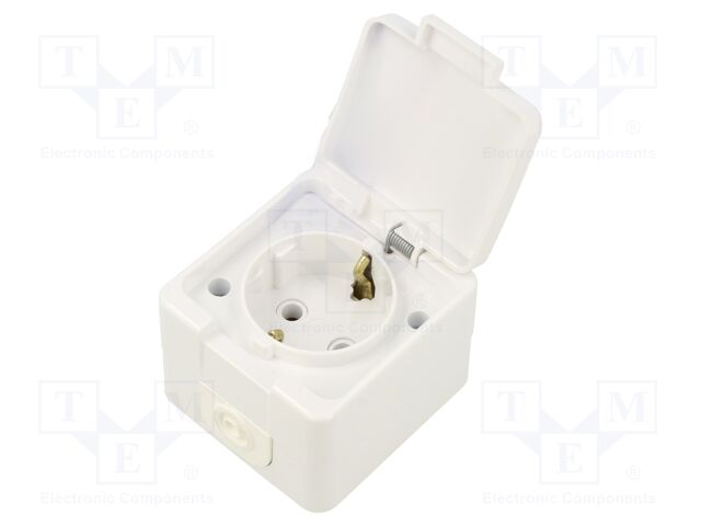 Connector: AC supply; socket; 2P+PE; 250VAC; 16A; white; wall mount