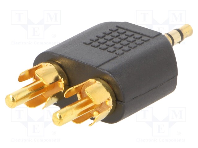 Jack 3.5mm 3pin plug,RCA plug x2; black