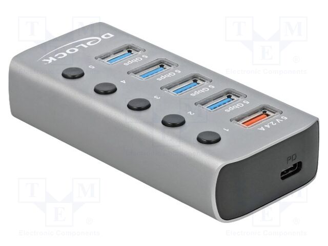 Hub USB; DC socket,USB A socket x5,USB B socket,USB C socket