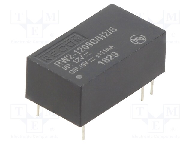 Converter: DC/DC; 2W; Uin: 9÷18V; Uout: 9VDC; Uout2: -9VDC; DIP16