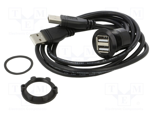 Adapter cable; USB A socket x2,USB A plug x2; USB 2.0; Len: 0.6m