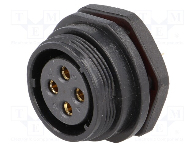 Socket; female; SP21; PIN: 4; IP68; soldering; 500V; 4mm2; 30A