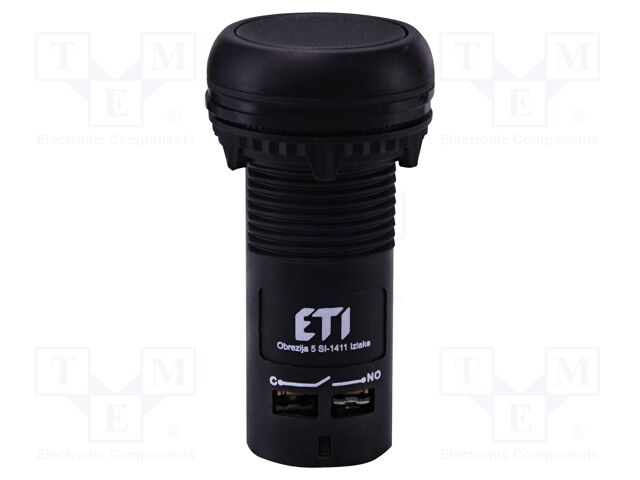 Switch: push-button; 22mm; NC + NO; black; IP65; flat; E; Pos: 2