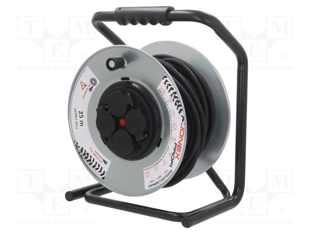 Extension lead; reel,with non-rotating sockets; Sockets: 4; 25m