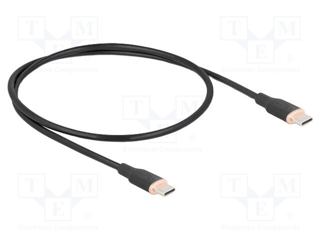Cable; USB 2.0; USB C plug,both sides; gold-plated; 0.5m; black