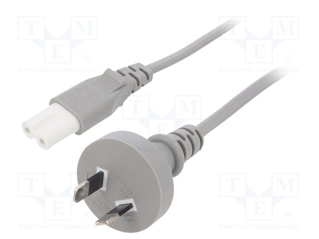 Cable; 2x0.75mm2; AS/NZS 3112 (I) plug,IEC C7 female; PVC; 5m