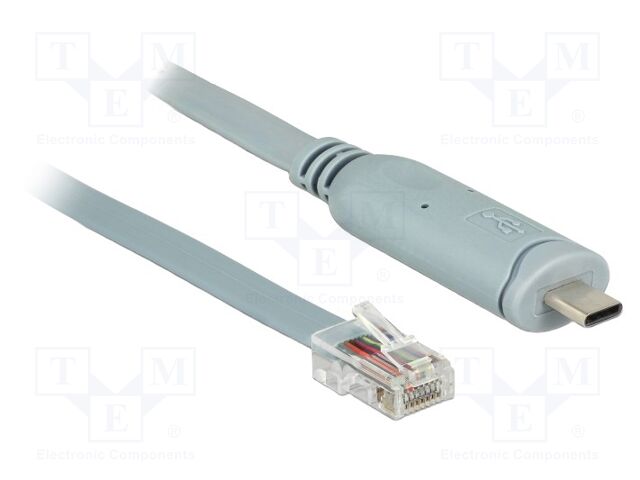 Cable; USB 2.0; RJ45 plug,USB C plug; 5m; grey; Interface: RS232
