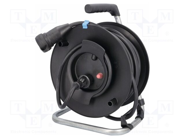 Extension lead; 3G2.5mm2; Sockets: 1; PVC; black; 25m; 16A