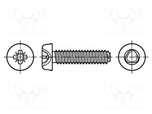 Screw; for metal; 4x6; Head: cheese head; Pozidriv; hardened steel