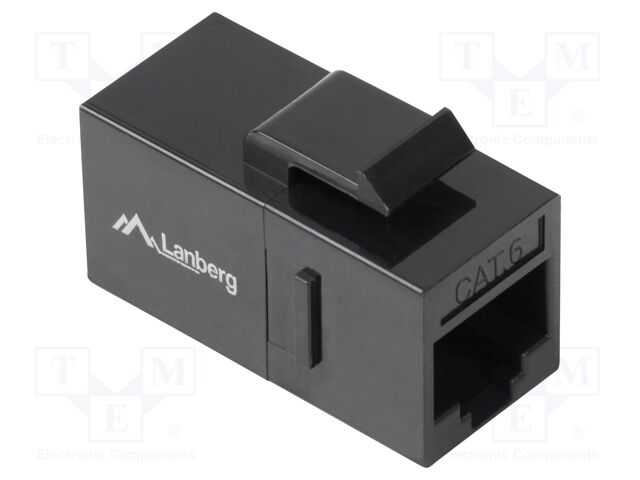 RJ 45 coupler; black; Cat: 6; RJ45 socket,both sides; 8p8c