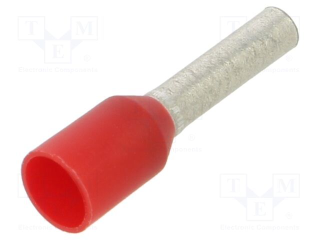 Bootlace ferrule; insulated; copper; 1.5mm2; 8mm; tinned; crimped