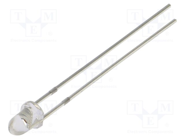 LED; orange; 3mm; 50000mcd; 15°; Front: convex; 2.1÷2.6VDC; -30÷85°C