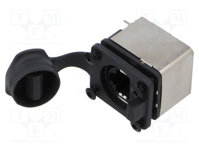 Connector: RJ45; socket; shielded,with cover; THT; 19.8x24mm; 8p8c