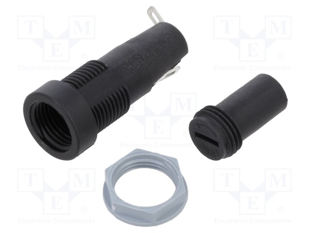 Fuse holder; 5x20mm; 10A; on panel; Cutout: Ø12.7mm; -30÷85°C; IP40