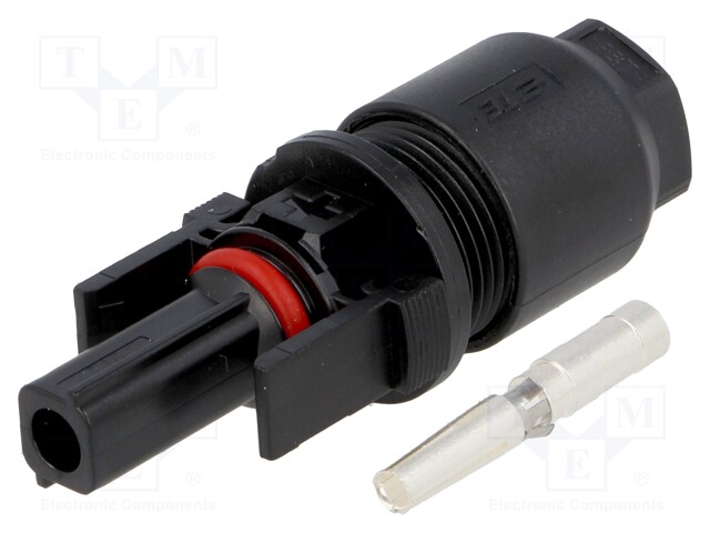 Connector: solar; female; "+" marking; 4mm2; with contacts; plug