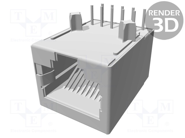 Socket; RJ50; PIN: 10; Cat: 3; shielded; Layout: 10p10c; THT; on PCBs