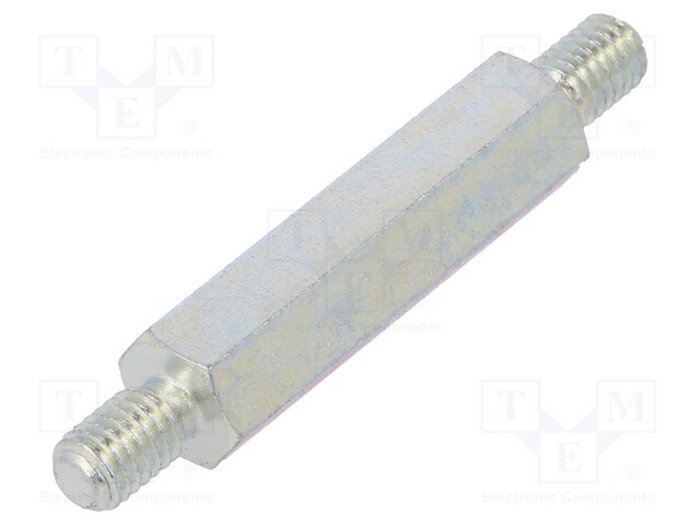 Screwed spacer sleeve; 30mm; Ext.thread: M5; hexagonal; steel