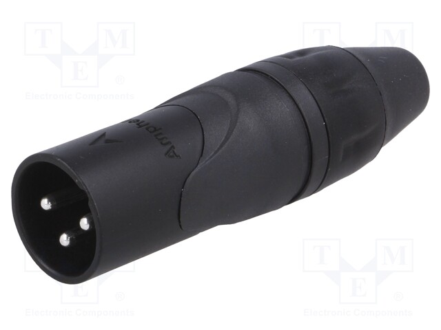 Plug; XLR; male; PIN: 3; straight; for cable; soldering; 133V; 15A