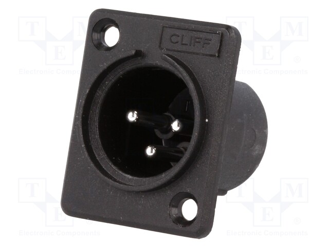 Socket; XLR; male; PIN: 3; for panel mounting,screw; soldering