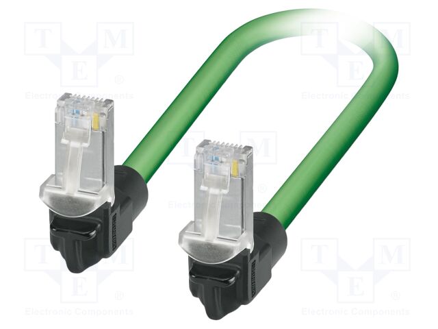Patch cord; SF/UTP; Cat 5; RJ45 down angled plug,both sides