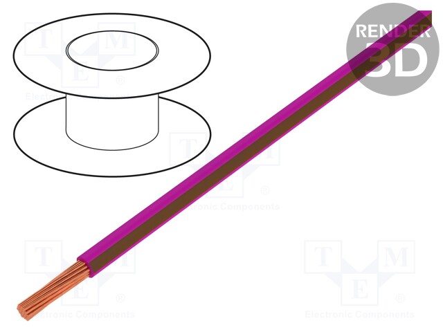 Wire; LgY; stranded; Cu; 0.5mm2; pink-brown; PVC; 300/500V; 100m