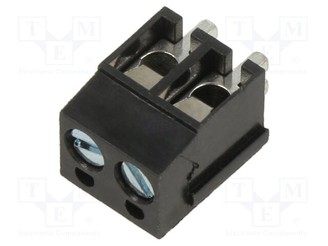 PCB terminal block; angled 90°; 5mm; ways: 2; on PCBs; terminal