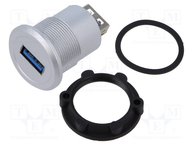 Adapter; USB A socket,both sides; USB 3.0; Thread: M22; 1÷10mm
