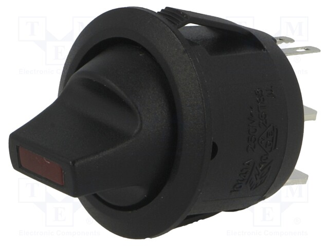 ROCKER; SPST; Pos: 2; OFF-ON; 6A/250VAC; black; LED 24VDC