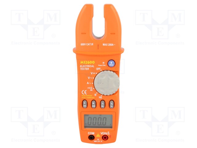 AC digital clamp meter; Øcable: 12mm; Sampling: 2,5x/s; 0.1÷99.9%