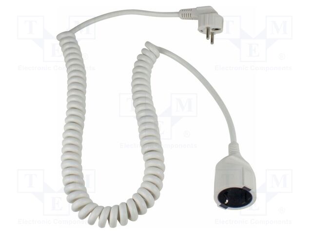Extension lead; 3G1.5mm2; coiled; Sockets: 1; PVC; white; 16A