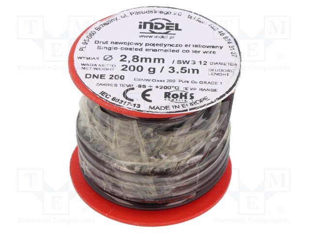 Coil wire; single coated enamelled; 2.8mm; 200g; -65÷200°C