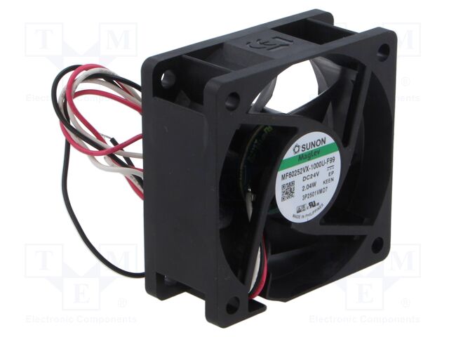 Fan: DC; axial; 24VDC; 60x60x25mm; 45.63m3/h; 27dBA; Vapo; 5200rpm