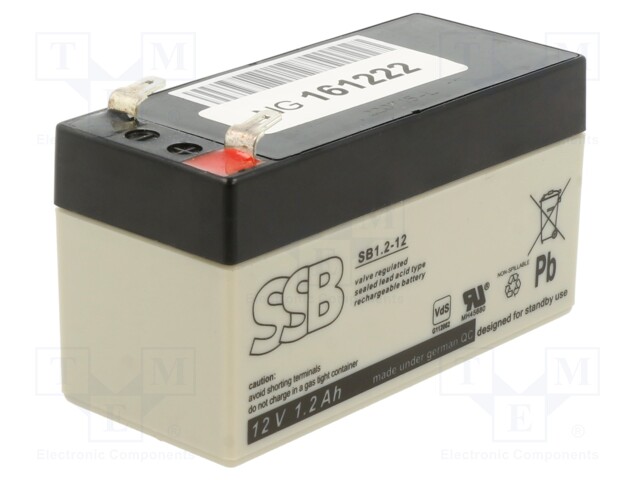 Re-battery: acid-lead; 12V; 1.2Ah; AGM; 97x43x58mm